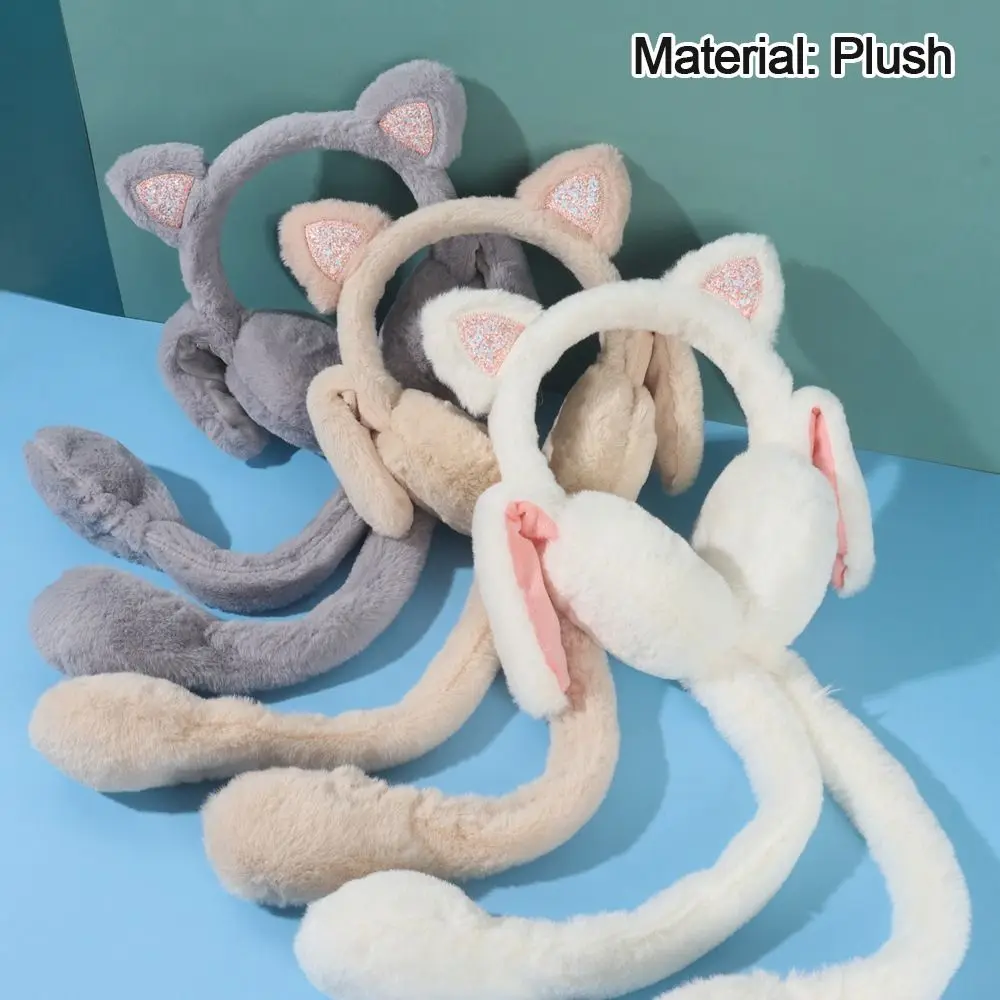 New Funny Plush Cat Earmuffs Moving Earmuffs Children's Ear Protection
