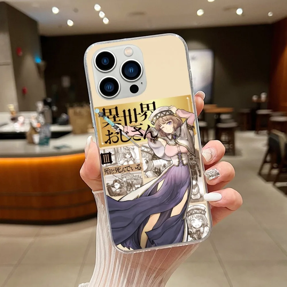 Фото Прозрачный чехол для iPhone 13 14 Mini 12 11 15 Pro MAX Plus XS XR с изображением дяди другого мира аниме Isekai Ojisan №5