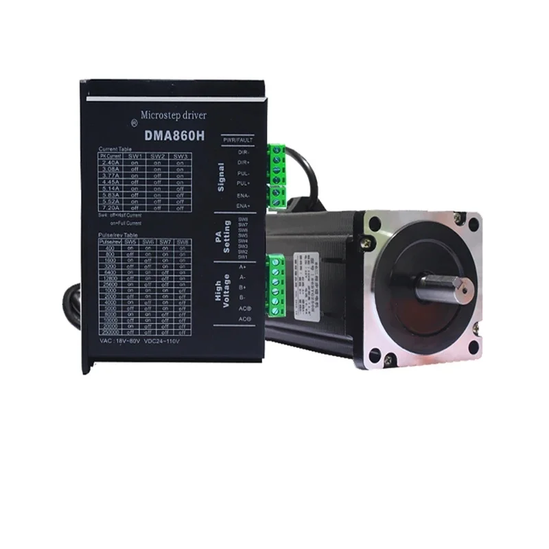 스테퍼 모터(86BYG250H, 12NM) + Nema 57, 86, 23, 34 스테퍼 모터용 팬 냉각 기능이 있는 DMA860H 드라이버