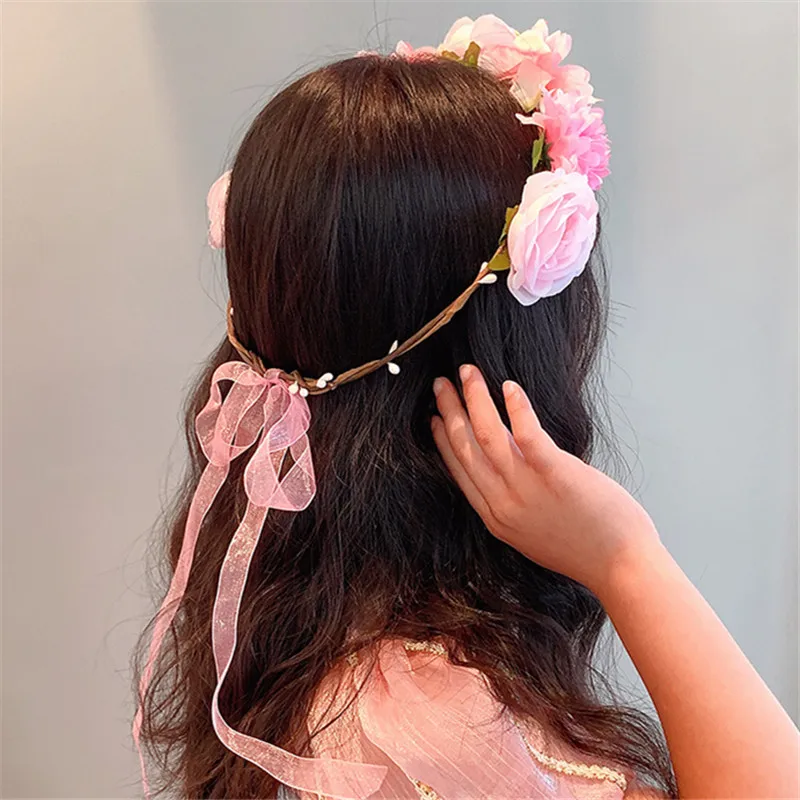 

Artificial Flower Wreath Bride To Be Bohemia Beach Flower Crown Headband Wedding Decoration Garland Girl Baby Shower Party Decor