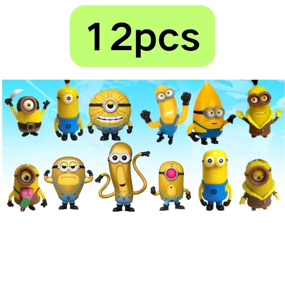 12 قطعة/المجموعة كاواي مينيونز التماثيل اللعب ثلاث...