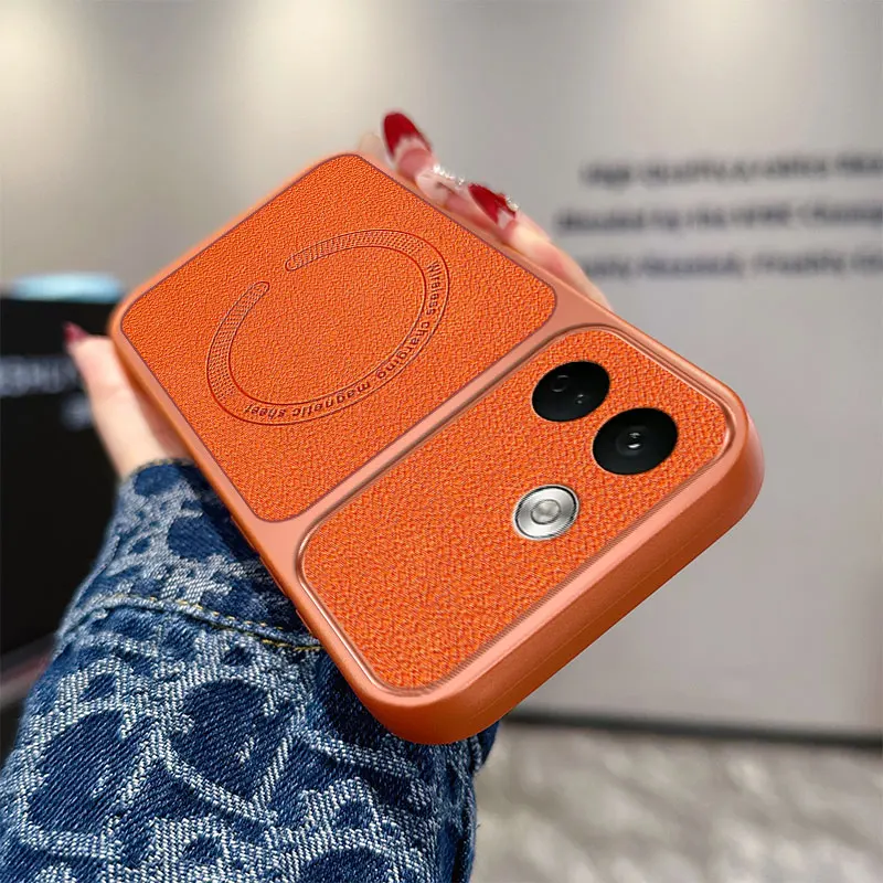 Magnetic PU Leather Shockproof Wireless Charging Case