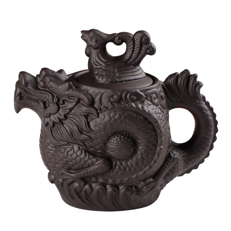 

Traditional Chinese Dragon and Phoenix Tea Kettle Set, Purple Clay Teapot, Premium Chinese Tea Pot