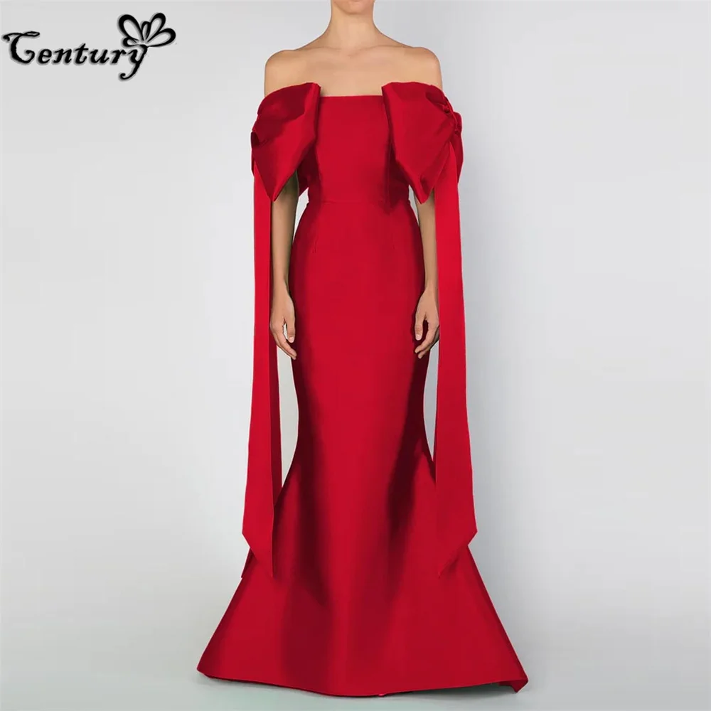 Red Prom Dress Mermaid Saudi Arabic Evening Party Gowns with Bow Off  Shoulder Formal Occasion Dresses Customized - AliExpress 320