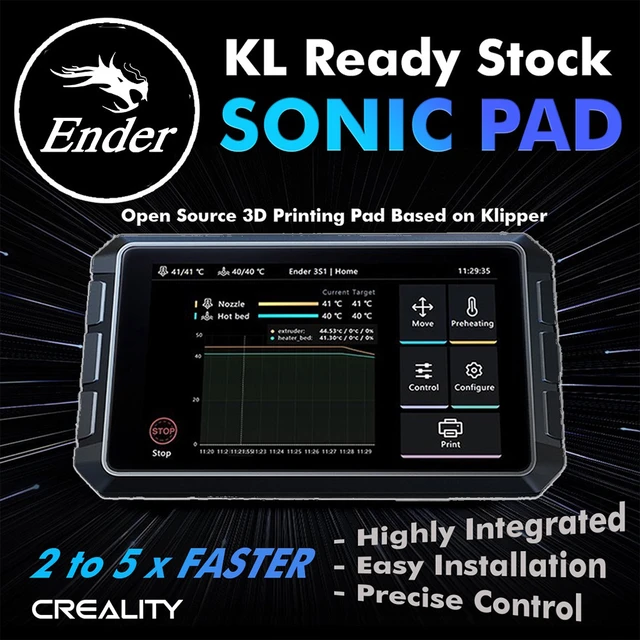 Creality Sonic Pad 7 Inch RAM 2G ROM 8G 64 Bit Klipper Firmware Printing  Speed Up Model Real Time Preview New Upgrade