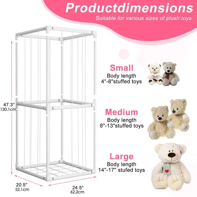 Organizador De Peluches De Madera – Almacenaje Vertical Con Ruedas Para Habitación Infantil, Guarda Juguetes Grandes