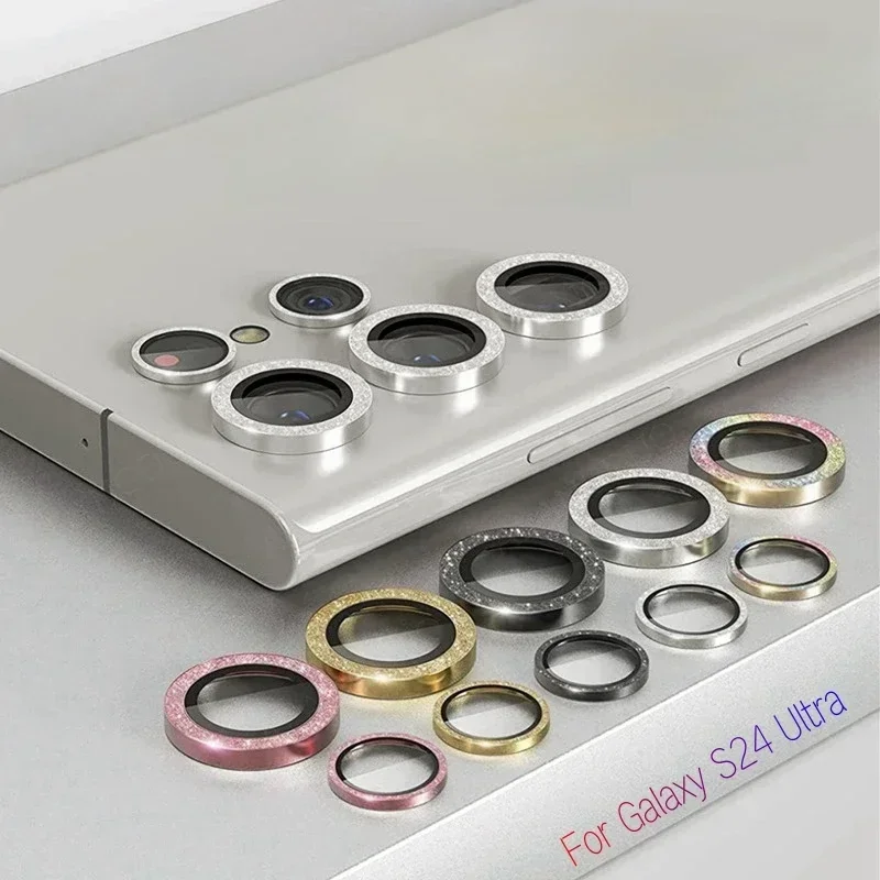 반짝이 카메라 보호대 유리, 삼성 갤럭시 S24 울트라 메탈 렌즈 링 스크린 보호대, 빠른 설치, S24Ultra S24Plus
