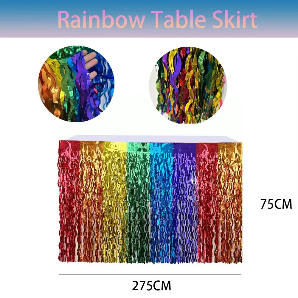 75X275CM-New-Rainbow-Machete-Table-Dress-Metal-Wave-Rain-Curtain ...