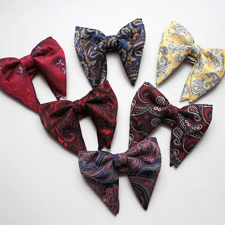 

Linbaiway Paisley Floral Big Bowtie for Mens Cravats for Women Bowtie Double-Layer Butterfly Soft Wedding Party Gravatas