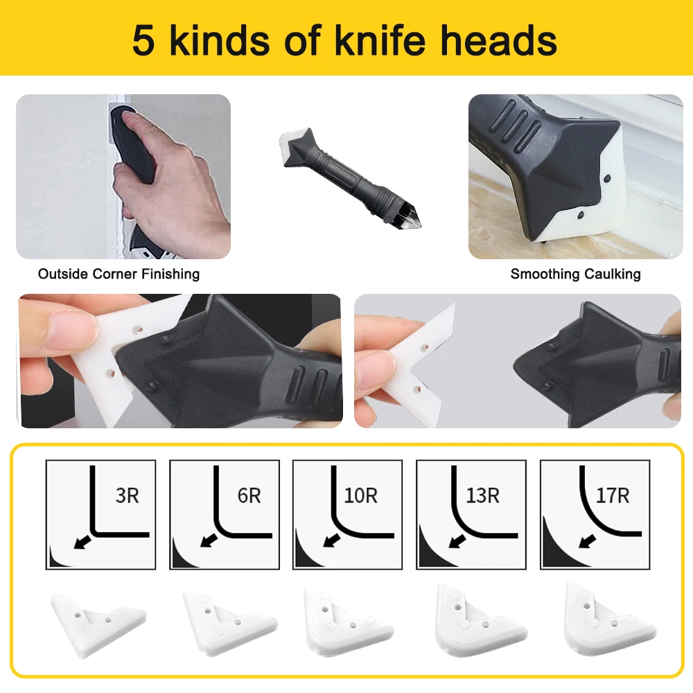 Scraper Tool Set 5 In 1 Silicone Sealant Smooth Remover Caulking Finisher Smooth Grout Floor Mould Removal Hand Tools