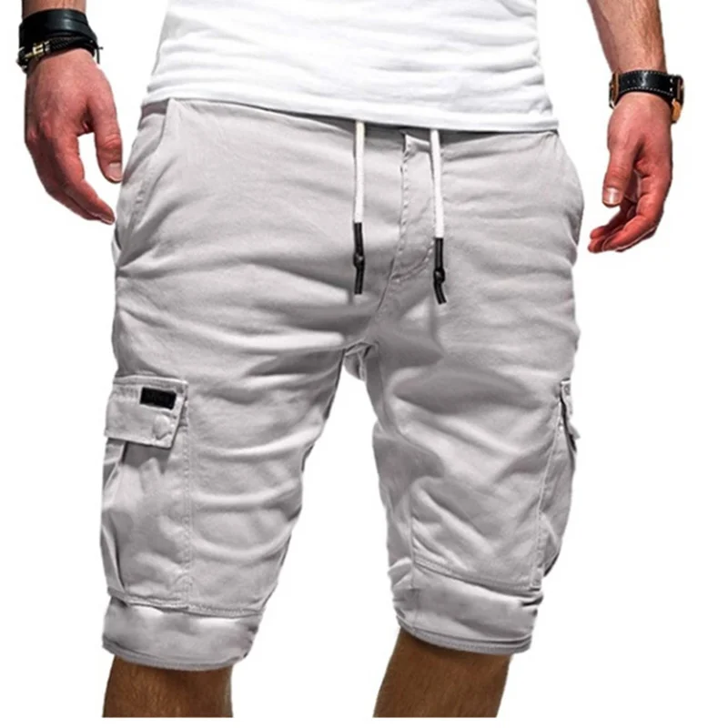2023 Summer Y2K Harajuku All Match Trousers Solid Color Streetwear Elegant Fashion Half Pants Multi Pocket Shorts Men's Clothing