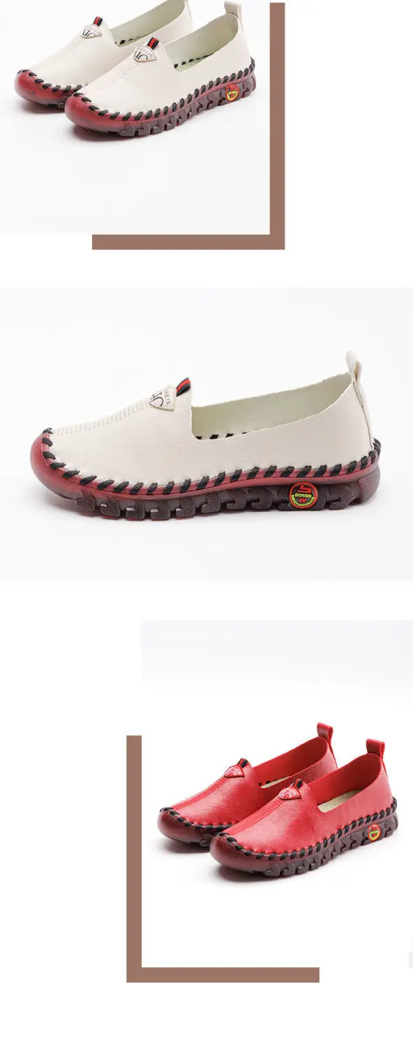 Thick Cushion Sole Flats Shoes For Women Summer Loafer Long Standing Slip On Moccasins Mom Red Flats Driving Shoes Woman Flats