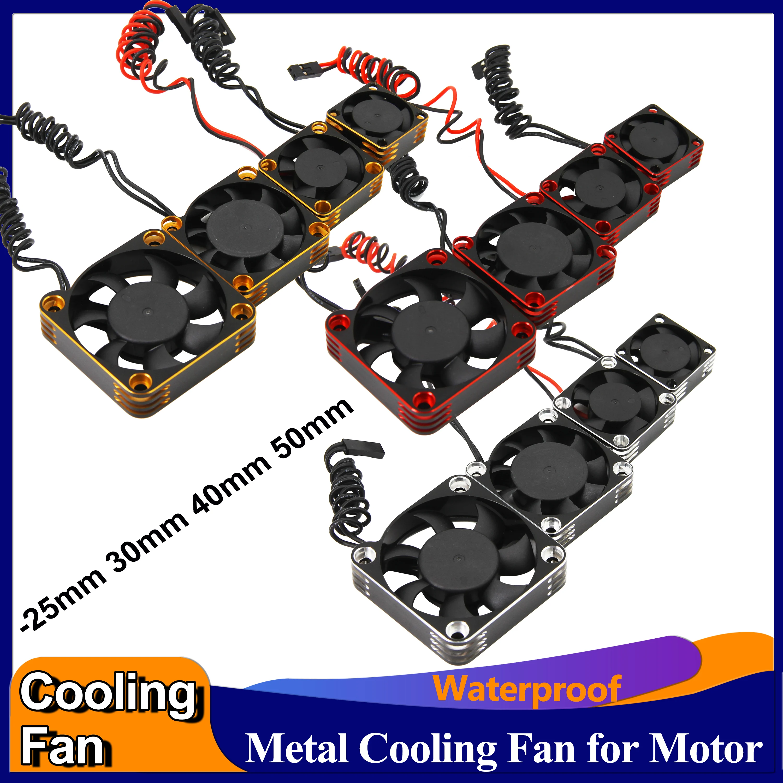 

RC Car Motor Cooling Fan 25mm 30mm 40mm 50mm Metal Waterproof Radiator For 1/10 1/8 540 550 3650 Motor Heat Dissipation