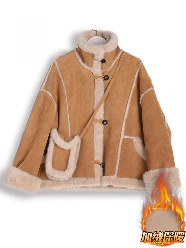 سترة شتوية جديدة فضفاضة كاجوال بياقة واقفة للنساء...