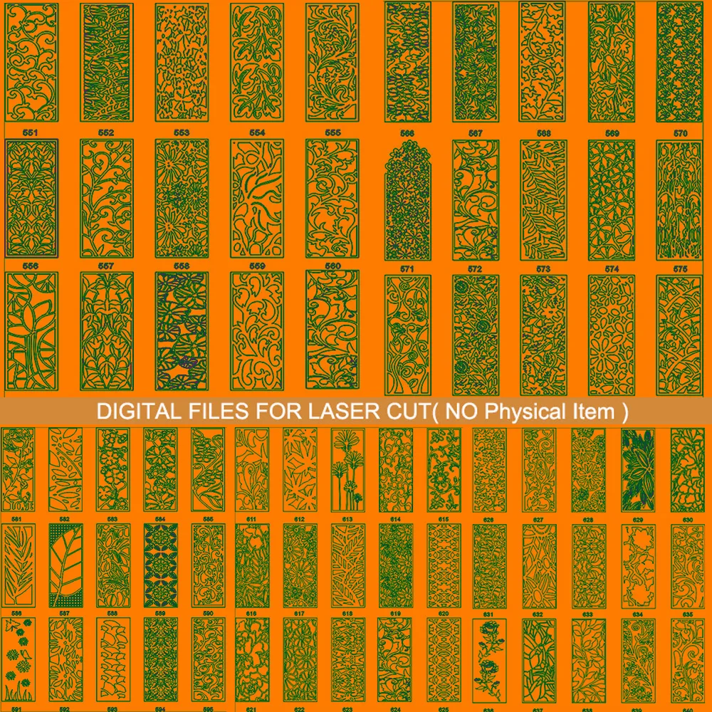 1000PCS+ Partition Hollow Screen Floral Decor Laser Cutting Hollow Screen Panel Vector Design CDR DXF File for Cutting Engraving