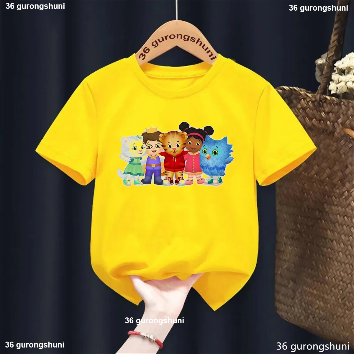 New Boys Tshirt Cute Daniel Tiger’S Neighborhood Cartoon Print Girls T-Shirt Summer Harajuku Kidst Shirts Blue Tops Wholesale 4