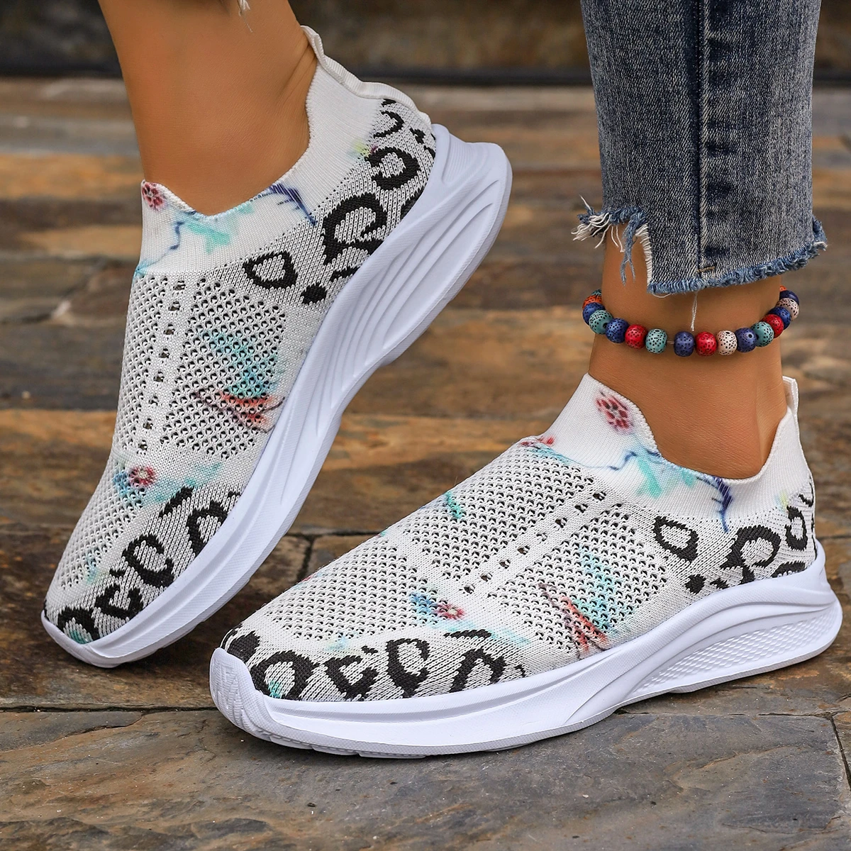 

Женские сетчатые кроссовки без шнуровки, дышащие удобные прогулочные туфли на платформе, повседневная обувь на плоской подошве