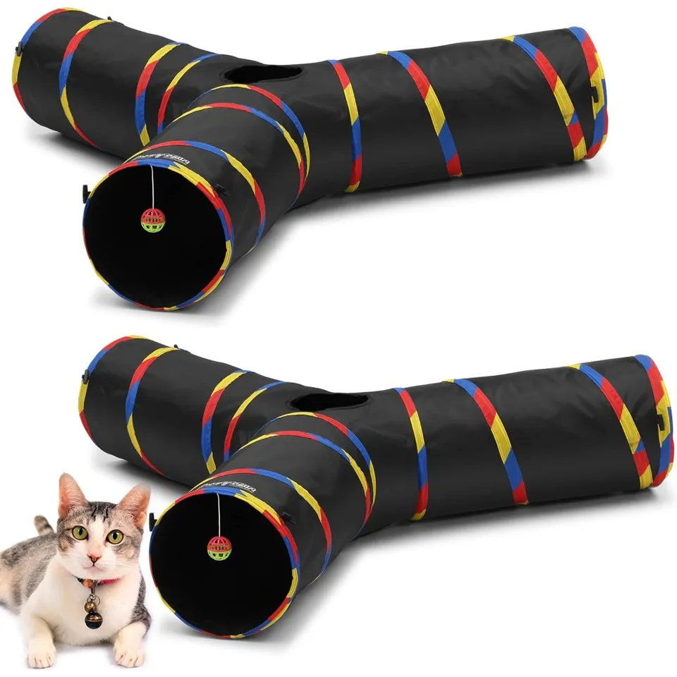 Collapsible 3 Way Cat Tunnel with Ball Toy