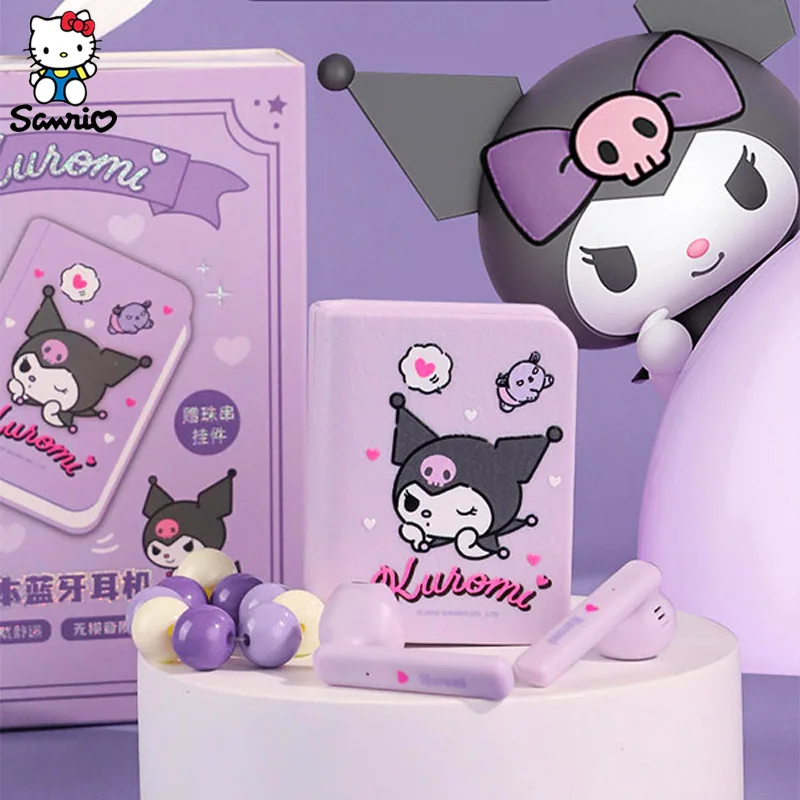 

Kawaii Sanrio наушники Kuromi Cinnamoroll беспроводные Bluetooth-наушники-вкладыши симпатичные наушники-книжки Спортивная игровая гарнитура с сенсорным управлением