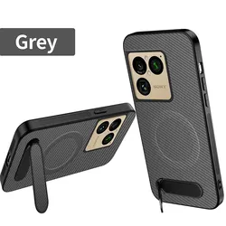 Magnetic PU Leather Carbon Fiber Textured Case with Magsafe Holder - Sony Xperia 1 VIII (GRAY)