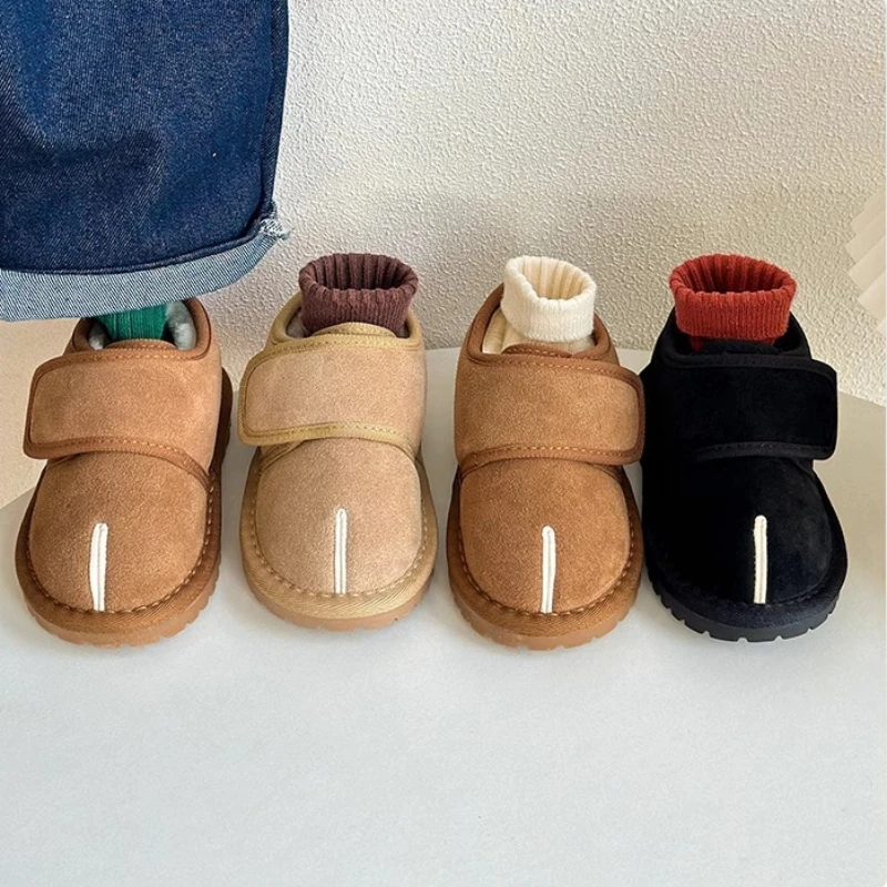 Children Boots Baby Winter Snow Boots Plush Leather Toddler Shoes Boys Girls Anti-slip Rubber Sole Baby Sneakers Infant Boots