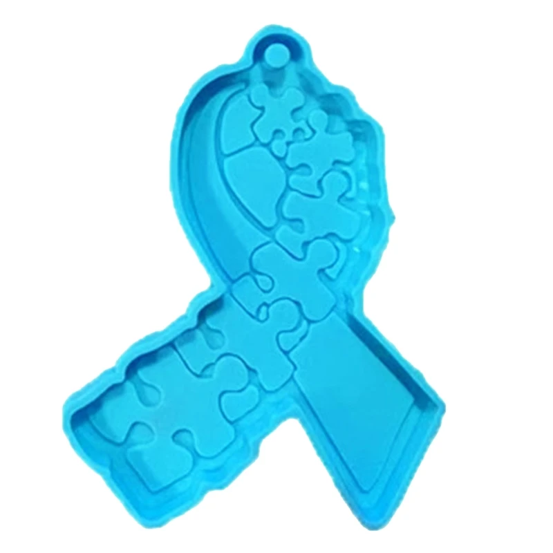 

Y4QE Ribbon Keychain Mold with Hole for DIY Necklace Pendant Earrings Clay Craft