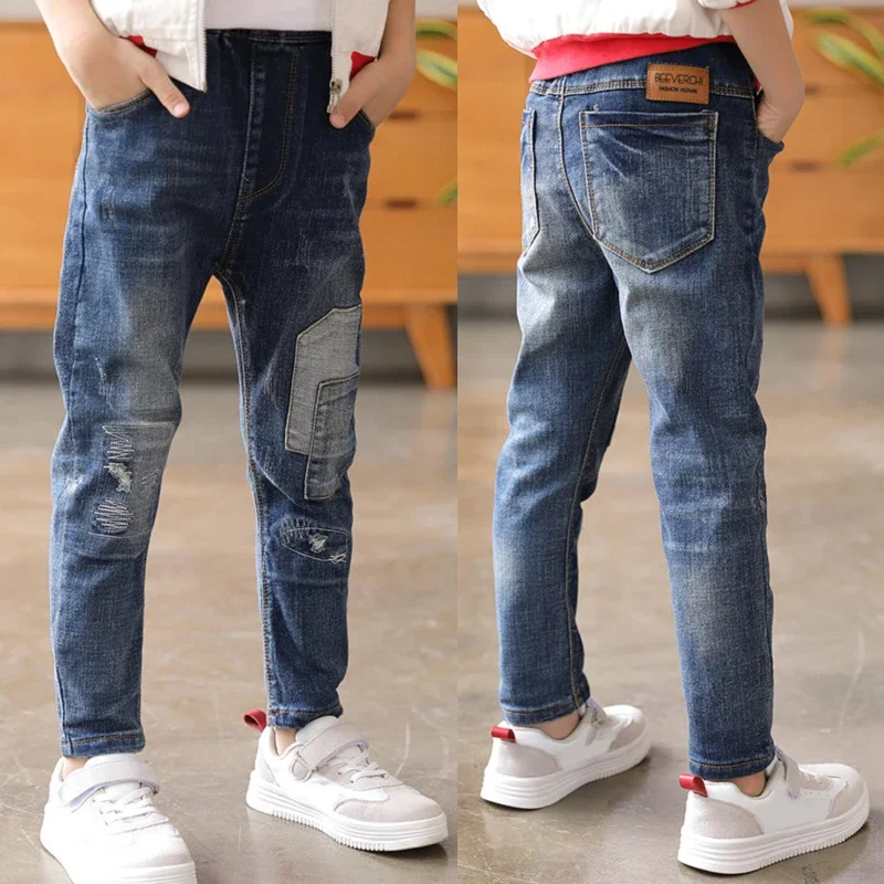 DIIMUU 4-11 Years Kids Jeans Trousers Clothing Boy Jeans Children Denim Pants Spring Autumn Baby Long Pants Toddler Bottoms