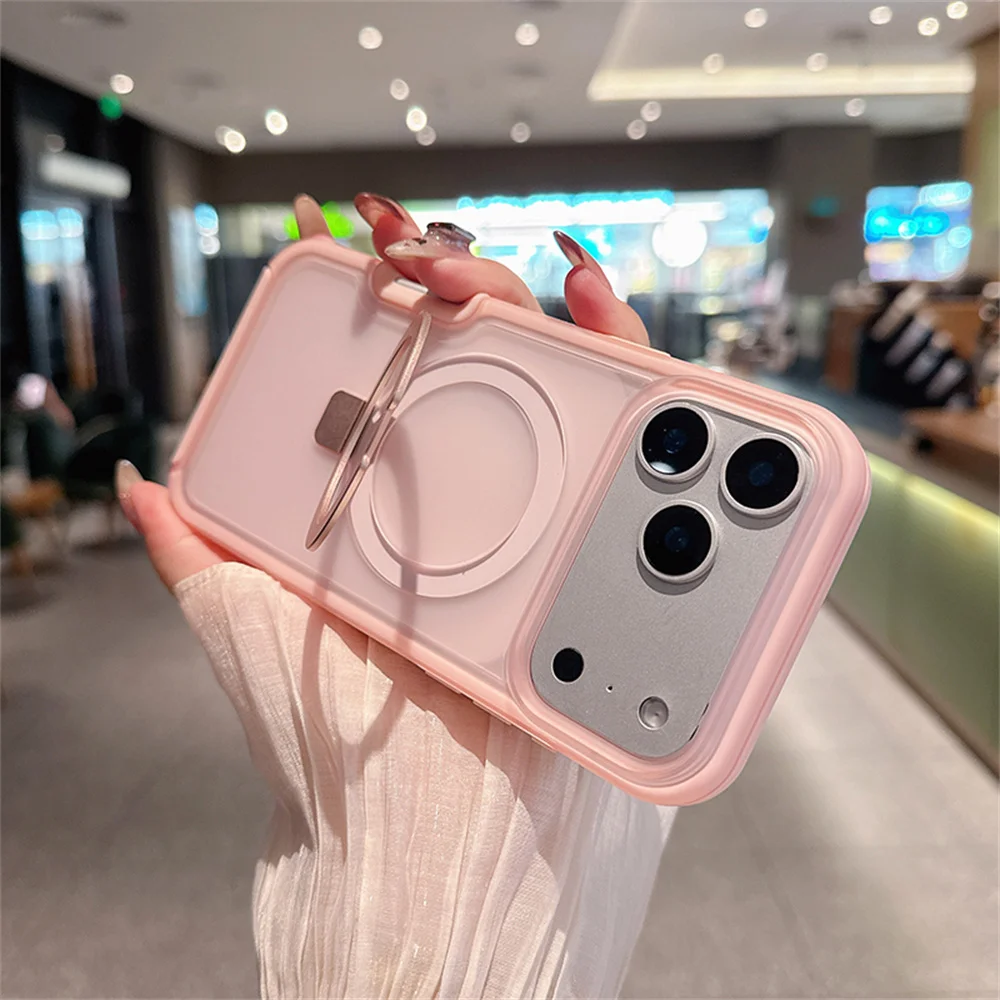 Foldable Magnetic Stand Phone Case - Clear Candy Color with Dual Layer Protection
