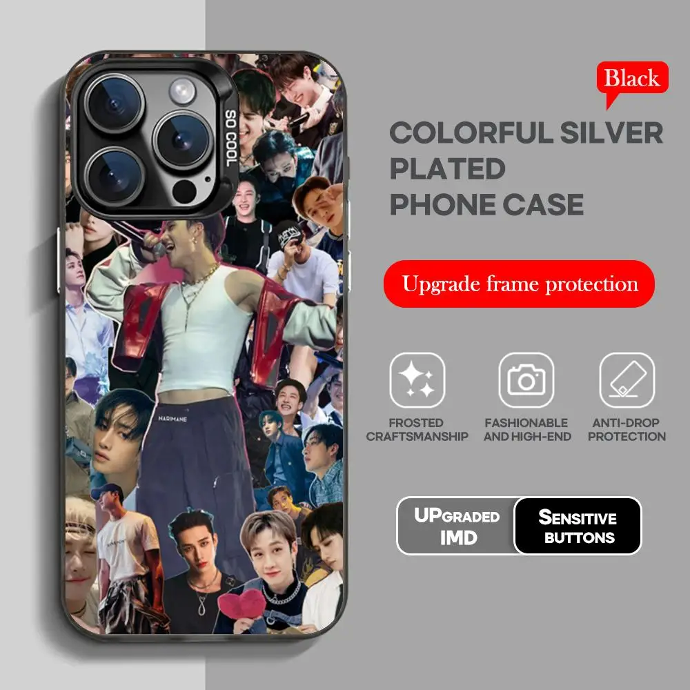 Korean Singer B-bang-chanS Black IMD Colorful Silver Soft Phone Case