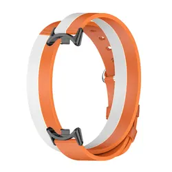 Elegant Leather Double-Loop Smart Watch Wristband Replacement Strap for Mi Band 8 9 10 (Orange Black)