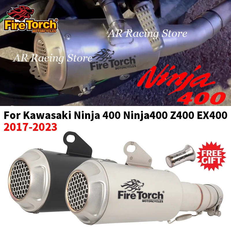 Slip On For Kawasaki NINJA 400 Ninja 400 Z400 EX400 2017-2023 Motorcycle Exhaust Escape Moto System Modified 51mm Muffler - - Racext 17