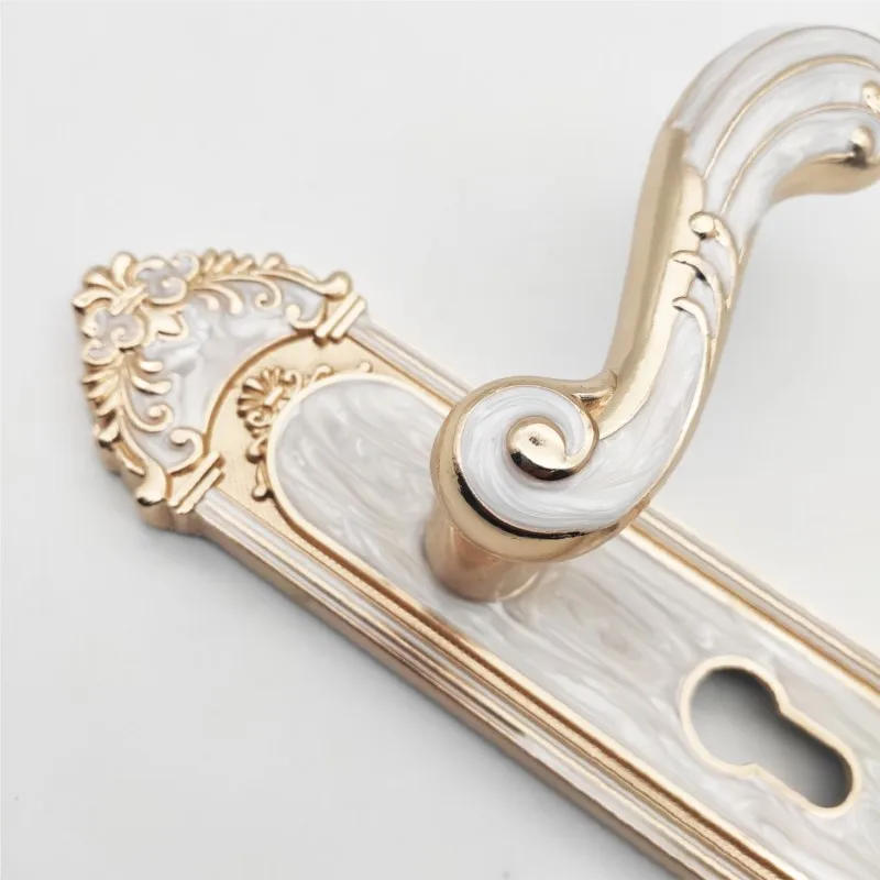 White amber interior door lock European wood door lock press bedroom handle