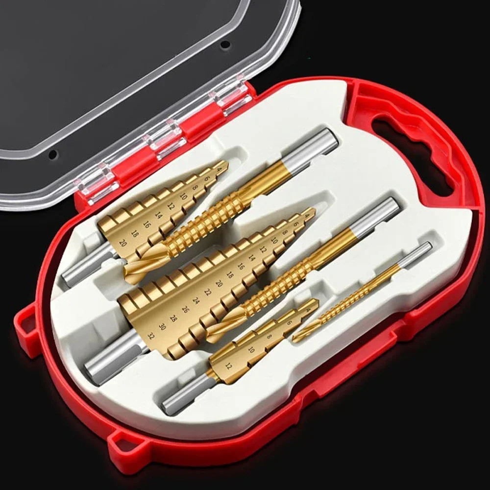 4-20 6Pcs Opener Drill Set 3 Saw Woodworking Milling Cutter Hole 6 Core 8mm Bit 4-32mm Bit Metal Titanium Drill For 4-12 Step