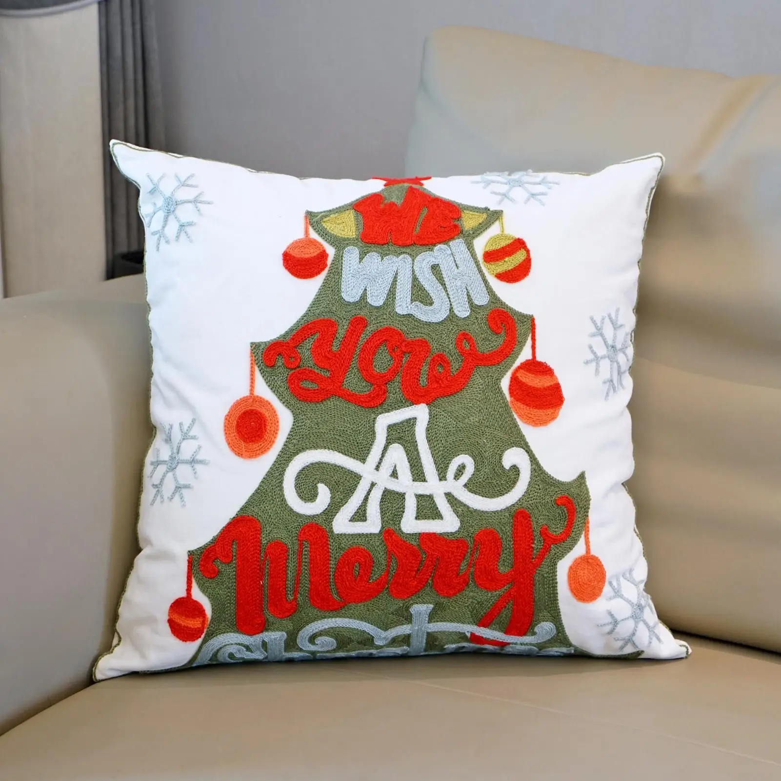Christmas Pillow Cases 18 X 18 Inch Embroidered Pillowcase Embroidered Pillow Cover For Living Room Bedroom Couch Sofa Bed Car