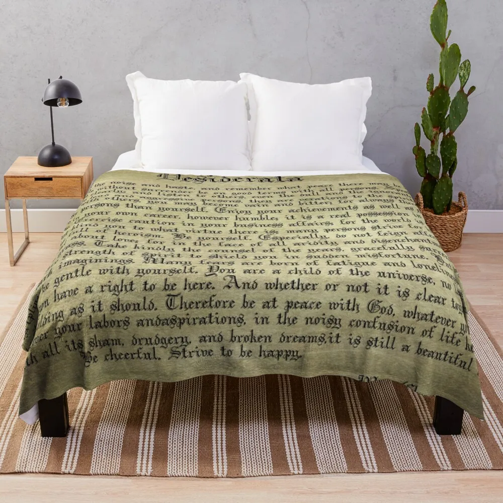

Vintage Desiderata Throw Blanket Bed linens Soft Plush Plaid valentine gift ideas