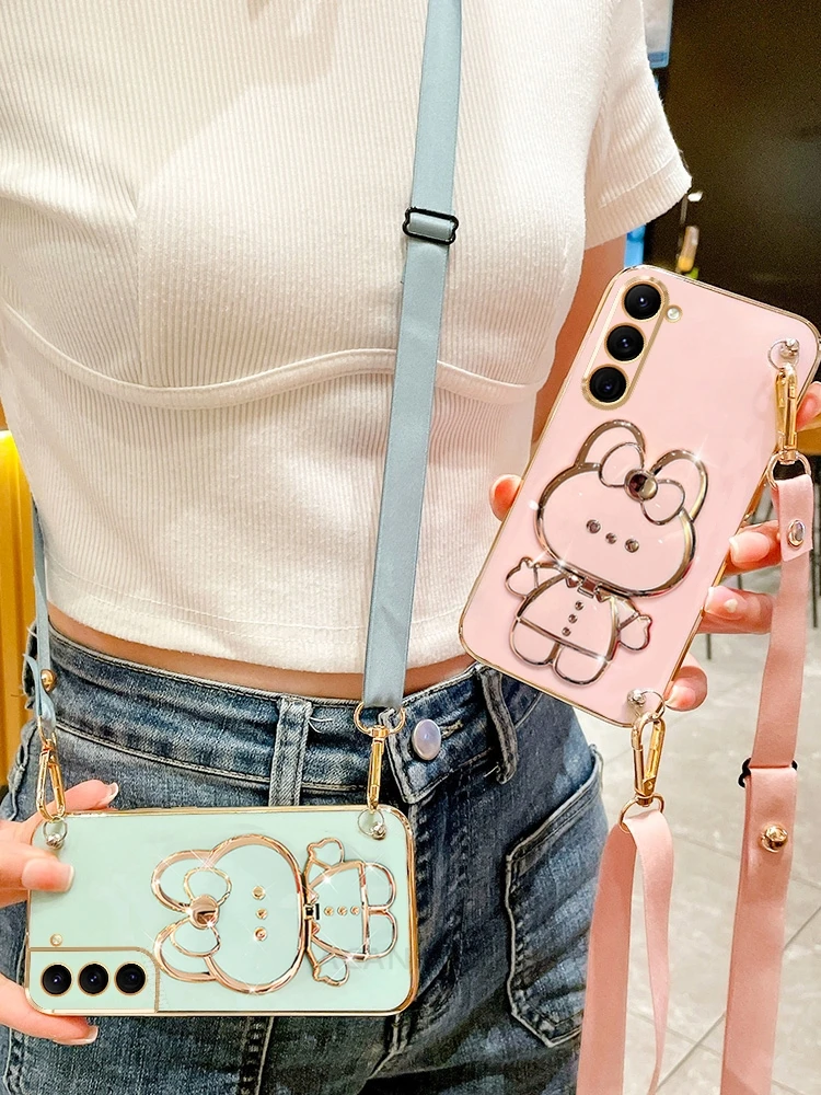 Premium Crossbody Mirror Holder Silicone Case with Lanyard