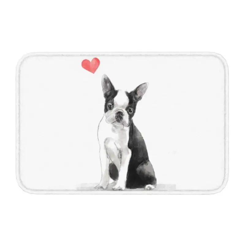 

Custom Boston Terrier Love Doormat Mat Anti-Slip Cute Dog Pattern Kitchen Bathroom Balcony Rug Carpet 40*60cm