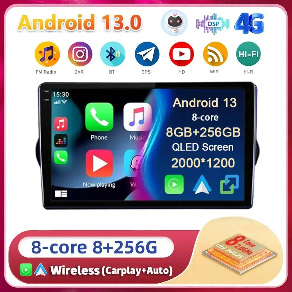 Android 13 Per Fiat Egea Tipo 2015 2016 2017 2018 2Din Autoradio Stereo Multimedia Lettore Dvd Navigazione Wireless Carplay Audio