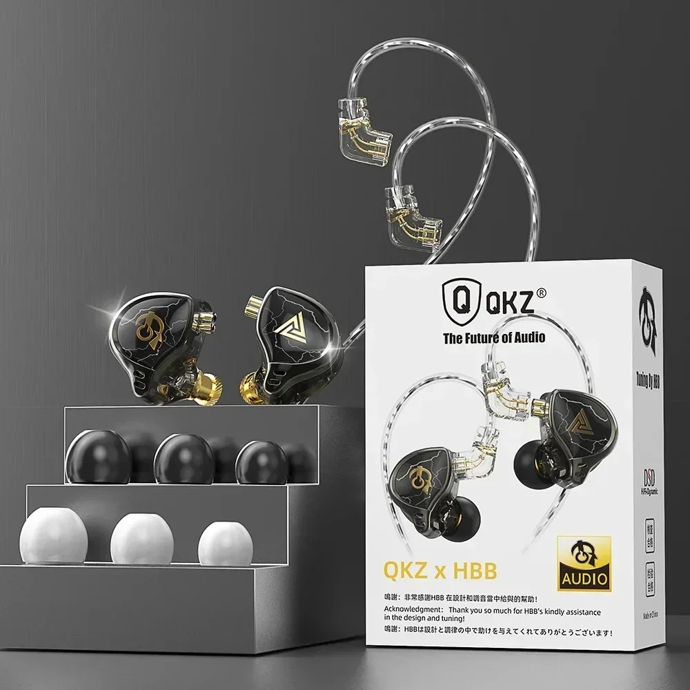 QKZ x HBB Earphones 1 Dynamic HIFI Bass Earbuds In Ear Monitor Headphones Sport Noise Cancelling Headset wired earphones in ear headphones in ear monitor