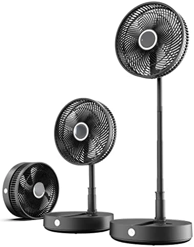 

Rechargeable Oscillating Foldaway Pedestal Fan with Remote, Timer, 8-Speed, 7200mAh Battery Operated Cordless Standing Fan Porta