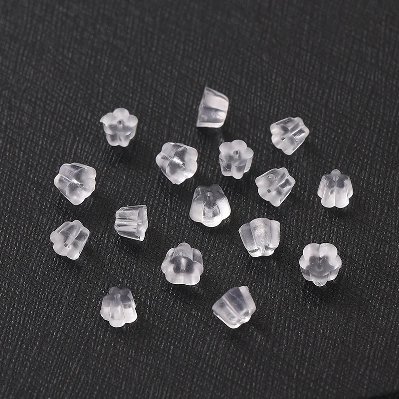 200/500 stücke weiches Silikon kautschuk 4/5mm Blumen ohrringe Rücken transparent für DIY Ohr Post Schmuck Zubehör Ergebnisse liefert – Detail 5