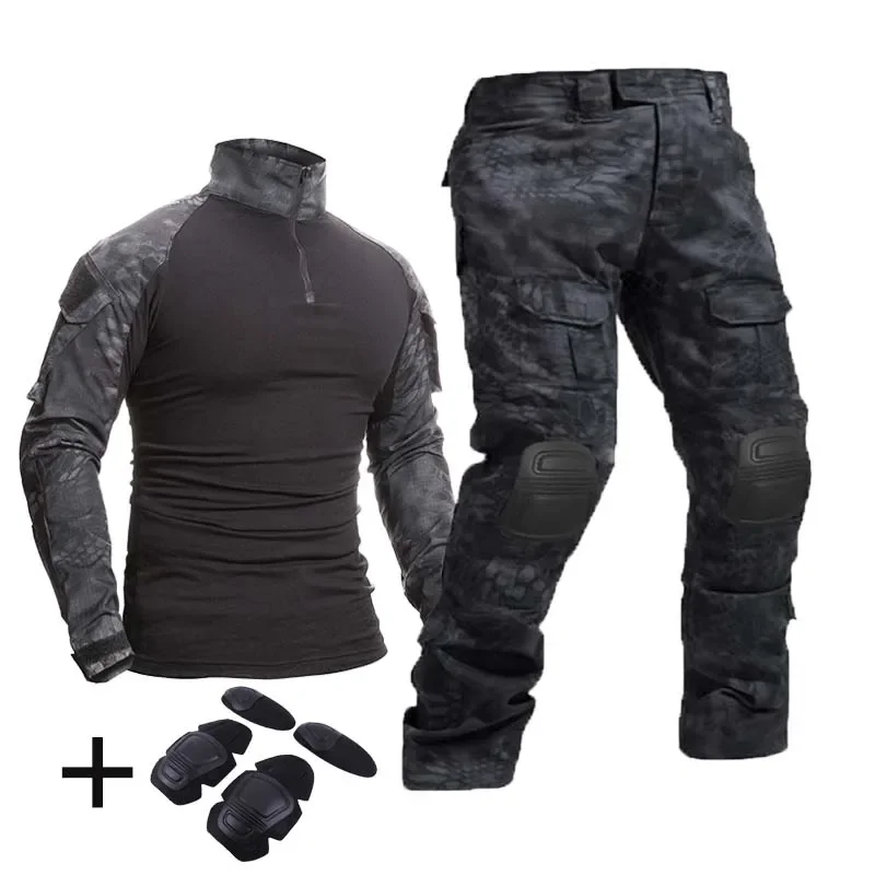 Outdoor Airsoft Uniform Paintball Men Clothing Tactical Combat Shirts Camo Cargo Pants Elbow/Knee Pads Suits Hunting Clothes tactical clothing