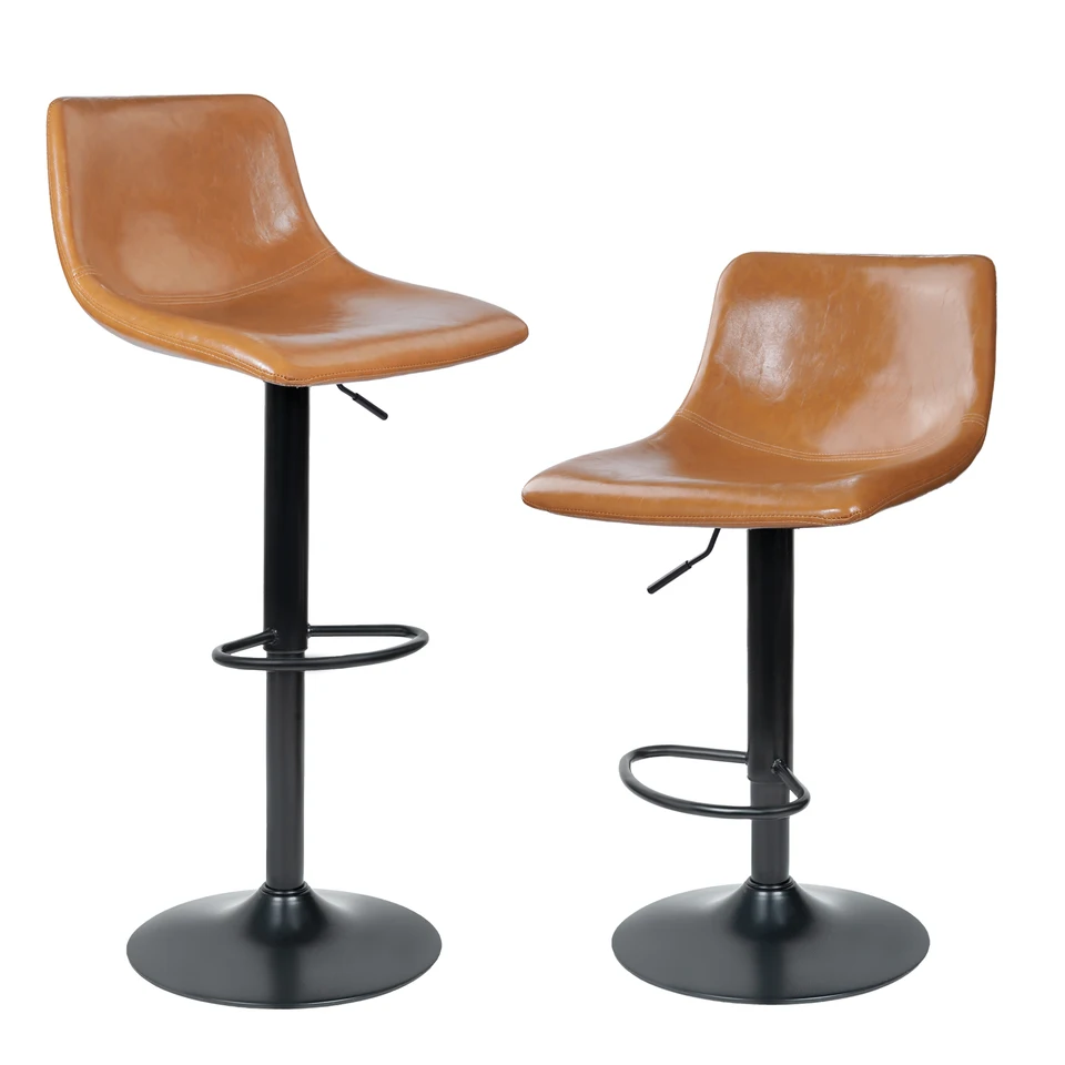 Modern Adjustable Rotating Bar Stool Set of Two