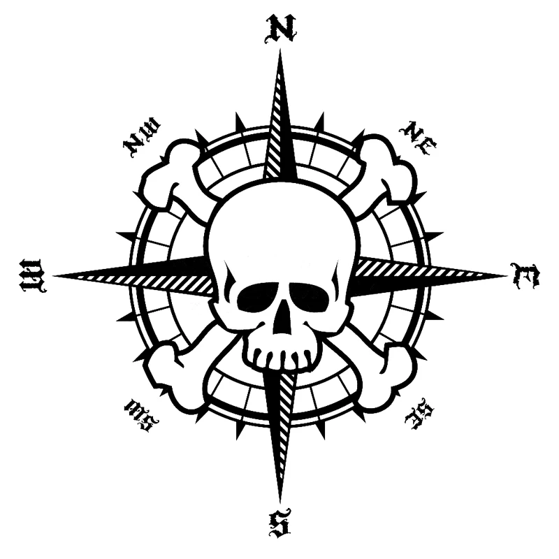 

Pirate Skull Compass Personalized Black Car Sticker Body Exterior Accessories Motorcycle Laptop Decoration Auto Decal Z5