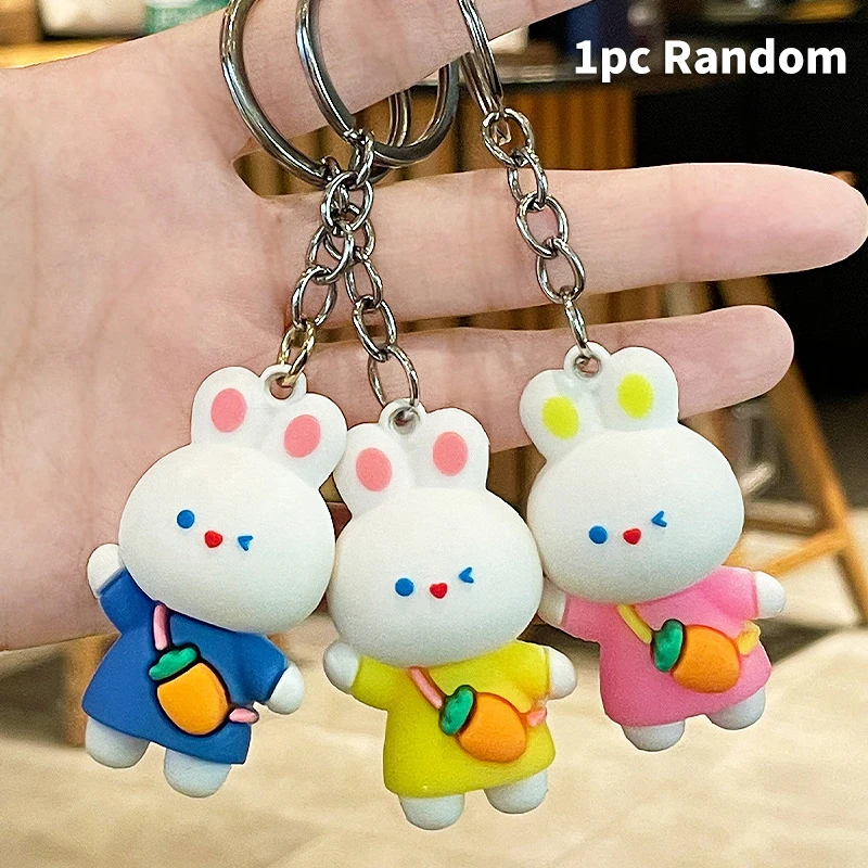 

1Pc Rabbit Key Chain Cartoon School Uniform Rabbit Keychain Car Key Chain Ring Student Bag Pendant
