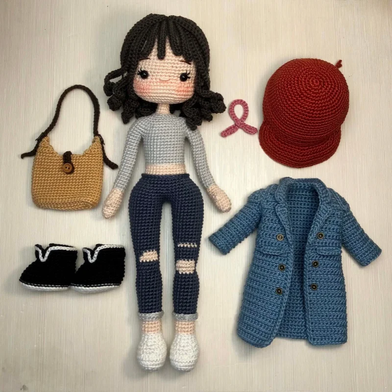 Crochet Girl Doll Amigurumi Doll Pattern DIY Hook Crafts Crochet Material Set Kit With Instruction In English Girl Children Gift
