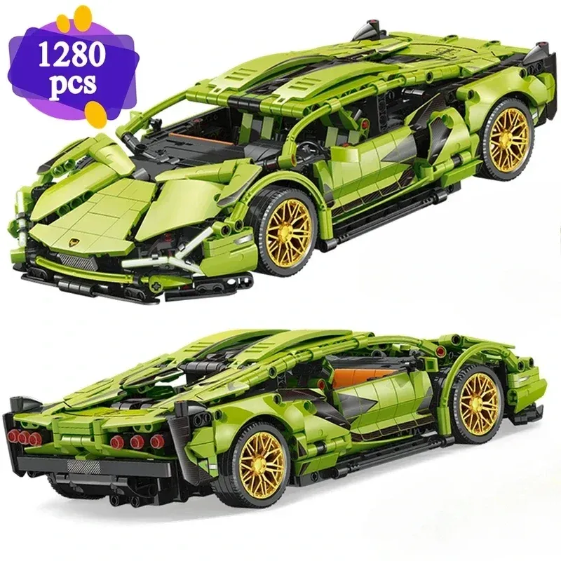 42115 1:14 Technical 1280Pcs Racing Sport Car Model Building Blocks Mechanical Speed Vehicle Supercar Brick Toys Kid Adult Gifts