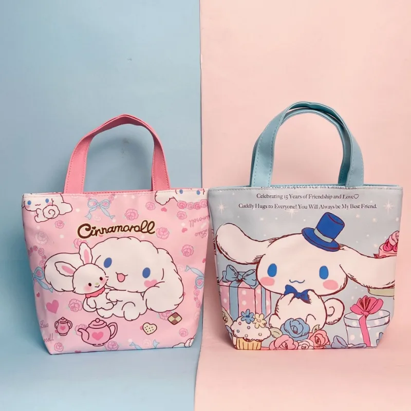 

Sanrio Hello Kitty Kuromi Cinnamoroll Reticule Cute Cartoon My Melody Pochacco Pompompurin Student Lunch Bag School Supplies