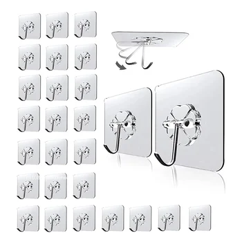 1-20 pièces crochets Transparent fort auto-adhésif porte cintres muraux crochets aspiration charge lourde support tasse ventouse pour cuisine salle de bains 1