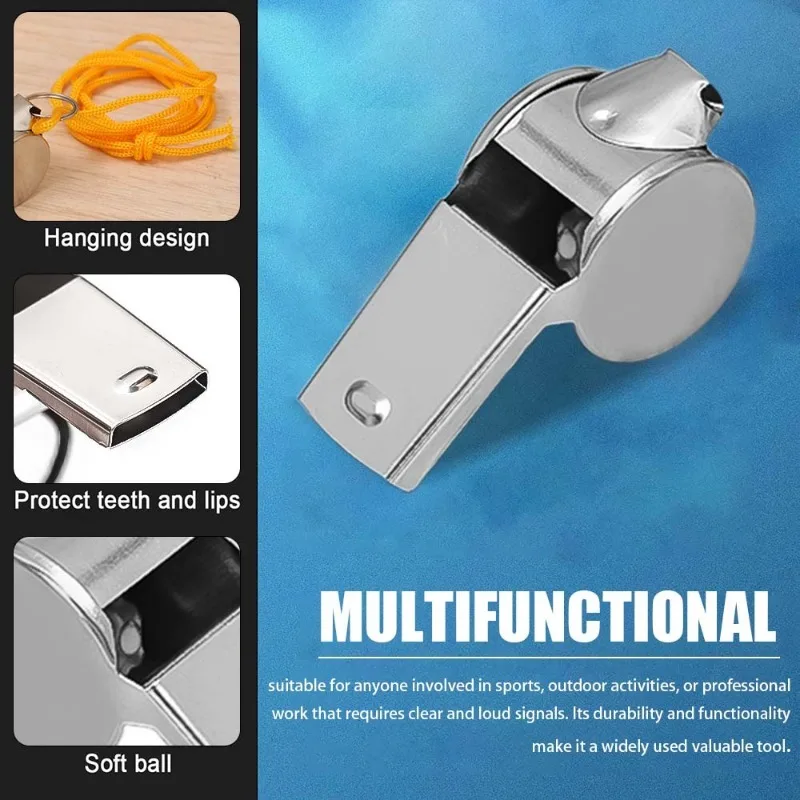 Camping tent clips emergency whistle 1/2pcs Stainless Steel Whistle Loud Metal Whistles with Lanyard Professional Referees Whistle Coaches Lifeguards Survival Sport